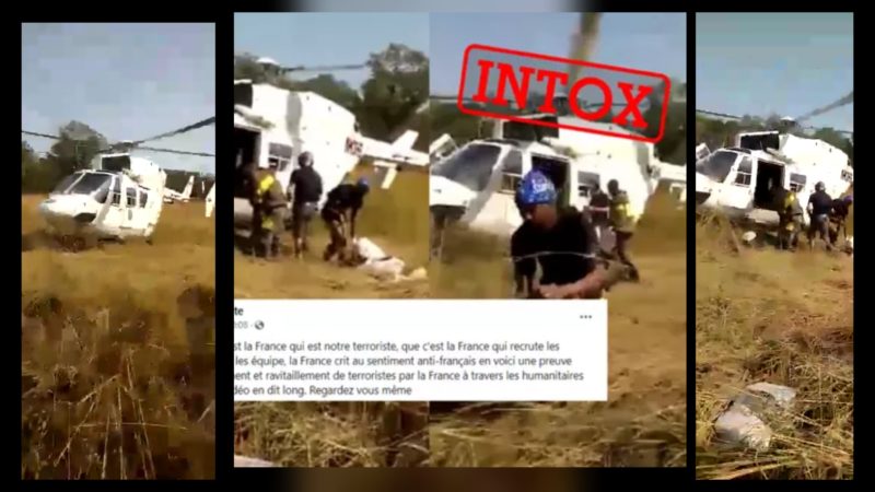 La vidéo montrant une livraison des colis en brousse par un hélicoptère blanc, ne concerne pas la Monusco