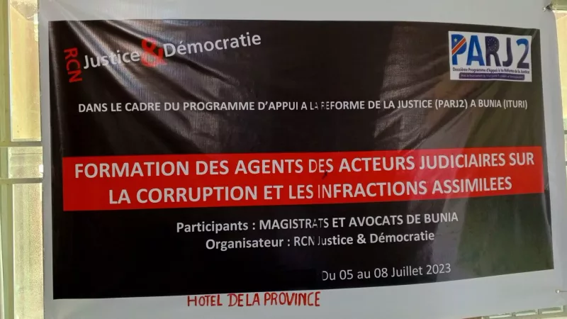 Ituri : lutte contre la corruption, l’ONG RCN en quête d’au moins un magistrat apprécié par tous pour son « intégrité»